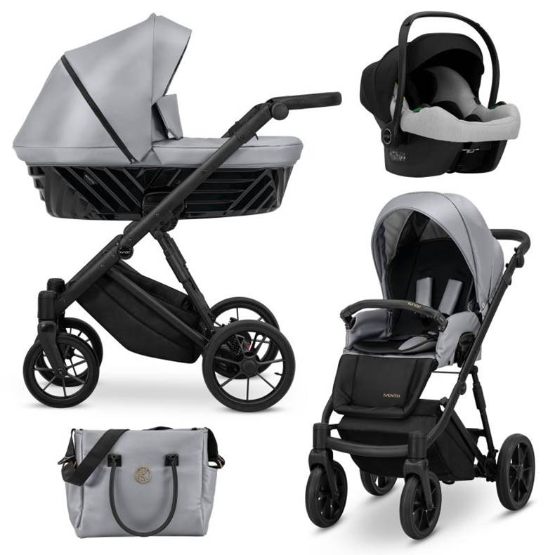 Elementy wózka 3w1: gondola, spacerówka i fotelik samochodowy. Model Kunert Ivento